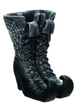 10-Inch Web Witch Boot Flower Vase