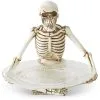 10 Inch Resin Sitting Skeleton Holding Glass Plate
