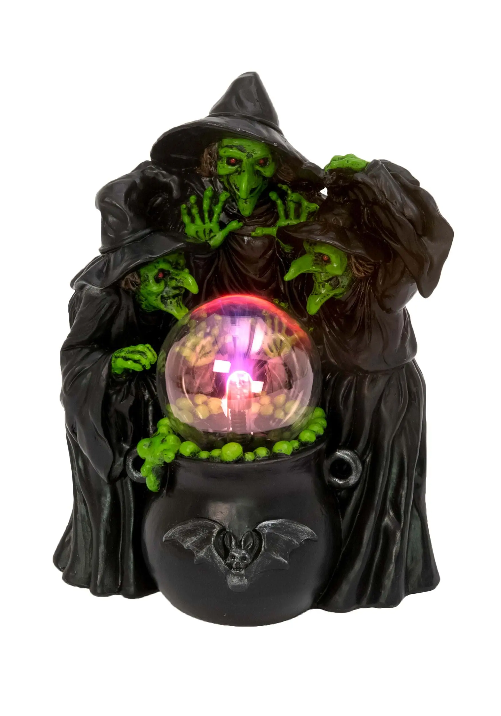 10 Inch Witches & Cauldron With Static Lighted Magic Ball 1 10 Inch Witches & Cauldron With Static Lighted Magic Ball