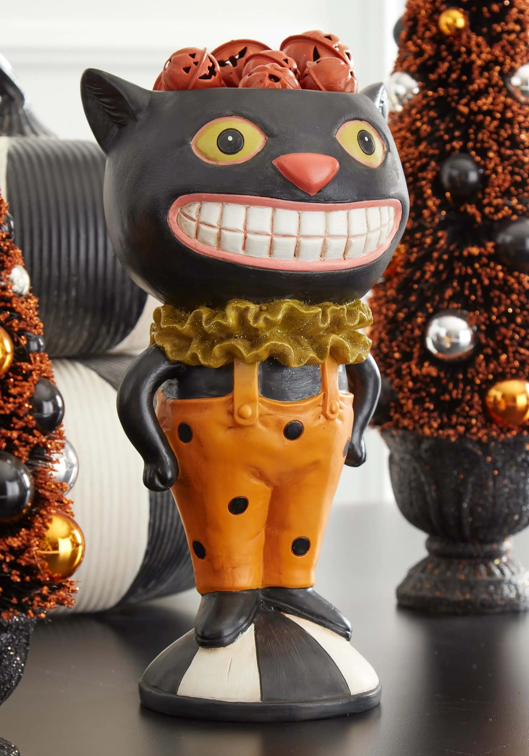 Eleven Inch Resin Smiling Black Cat With Open Top 2 Eleven Inch Resin Smiling Black Cat With Open Top - Image 2