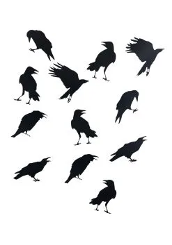 12" Crow Sticker 12 Piece Decoration Set