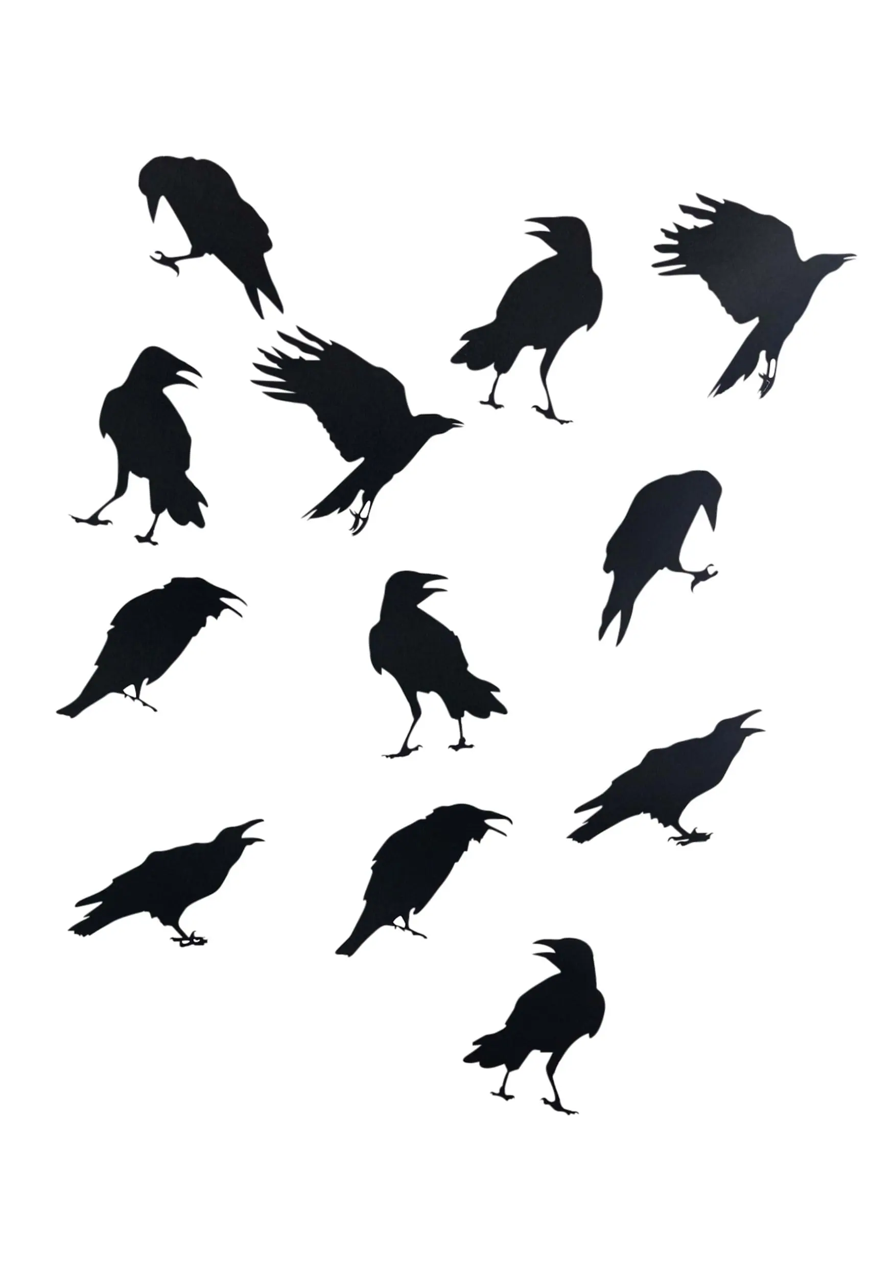 12" Crow Sticker 12 Piece Decoration Set 1 12" Crow Sticker 12 Piece Decoration Set