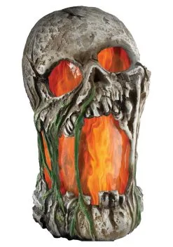 Flaming Rotted Skull 12" Animated Prop