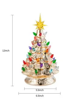 12" Gold Ceramic Christmas Tree Decoration -halloween Shop 12 gold ceramic christmas tree alt 4