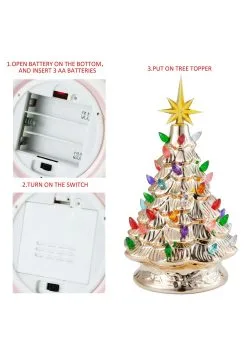 12" Gold Ceramic Christmas Tree Decoration -halloween Shop 12 gold ceramic christmas tree alt 5