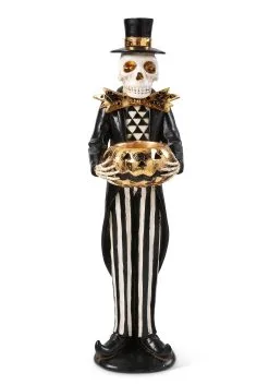 13 Inch Skeleton & Jack O' Lantern With Candle Figure