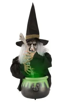 17" Brewing Witch With Black Cauldron -halloween Shop 17 h black brewing witch w cauldron alt 3