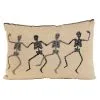 Tan Rectangle 18" Halloween Pillow With Beaded Skeletons