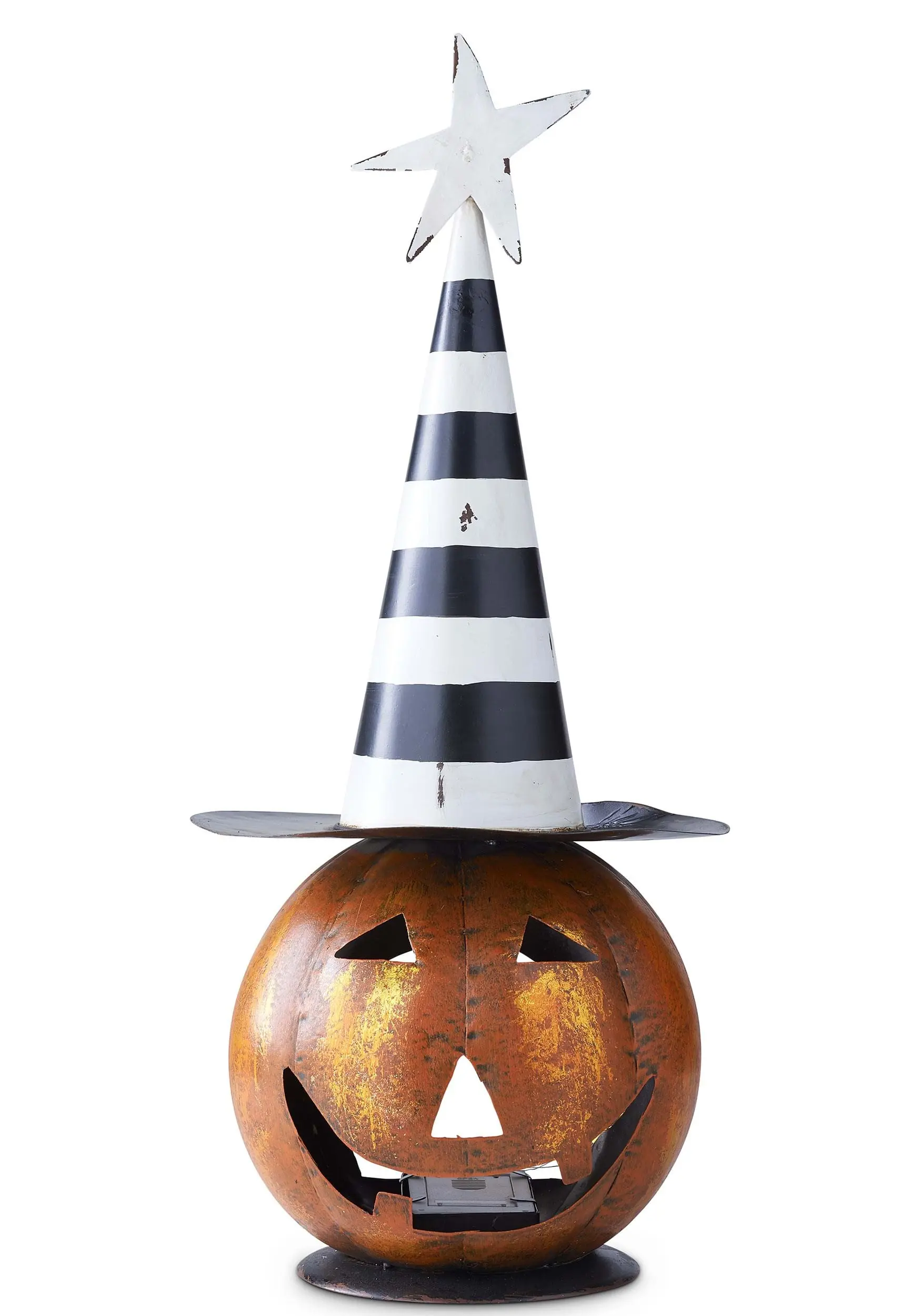 18 Inch LED Jack O Lantern With Black And White Hat 1 18 Inch LED Jack O Lantern With Black And White Hat