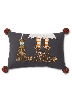 Witch Boot And Broom Rectangular Pillow