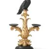 Gold And Black 21 Inch Resin Halloween Candelabra With Black Crow