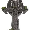 22-Inch Mossy Cross Gargoyle Tombstone Decoration