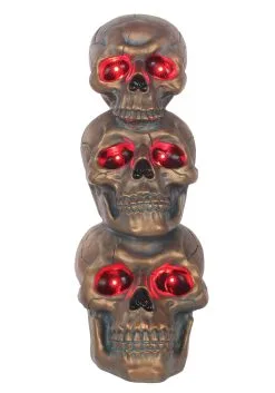 27.5 Inch Bronze Light Up Stack Of Skulls