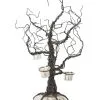 28" Black Wire Votive Tree W/LED Mercury Pumpkin Base