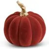 3.5" Burgundy Velvet Pumpkin W/Twisted Gold Stem