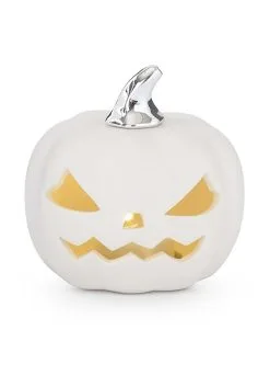 3-Inch White Ceramic LED Jack O Lantern