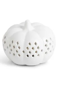 3.5" LED White Ceramic Cutout Pumpkin