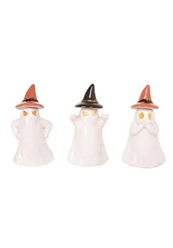 4 Inch Ceramic Light Up Ghost Figures Set