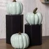 Set Of Three 4 Inch Mint Speckle Pumpkins