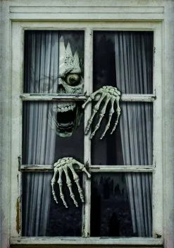 Fake Window Skull & Hands 47" Decoration
