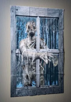 47-Inch Mummy Crashing The Window Printed Curtain Halloween Decoration