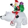 Animated 6FT Polar Bear With Santa Inflatable Decoration