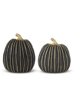 Black And Gold Striped 6" Pumpkins
