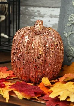 Six Inch Orange Glitter Pumpkin