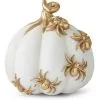 7" White Pumpkin W/Gold Spiders