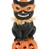 8" Party Hat Black Cat On LED Pumpkin