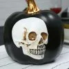 8.5" Black Pumpkin W/Embossed Skull