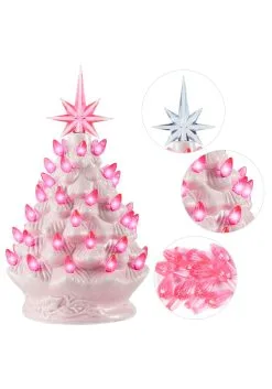 Pink Ceramic 10" Christmas Tree Decoration