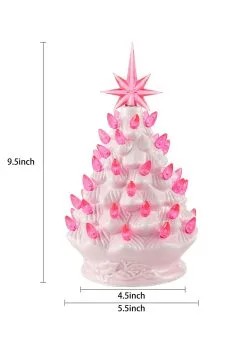 Pink Ceramic 10" Christmas Tree Decoration -halloween Shop 9 inch pink ceramic christmas tree decoration alt 4