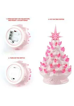 Pink Ceramic 10" Christmas Tree Decoration -halloween Shop 9 inch pink ceramic christmas tree decoration alt 5