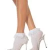 Adult White Ruffle Nylon Socks