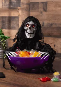 Animated Candy Bowl With Shaking Grim Reaper