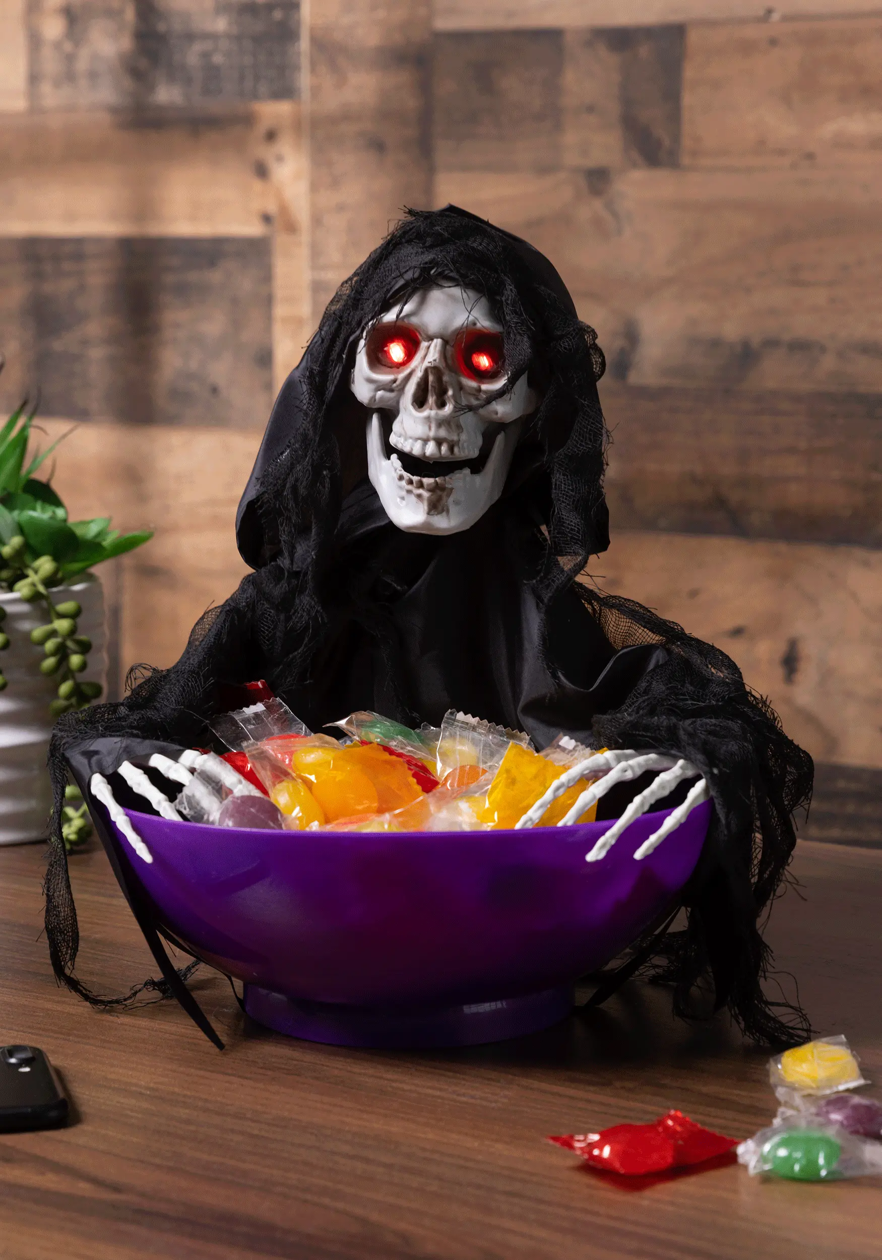 Animated Candy Bowl With Shaking Grim Reaper 1 Animated Candy Bowl With Shaking Grim Reaper