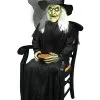 Animated Sitting Witch With Candy Bowl