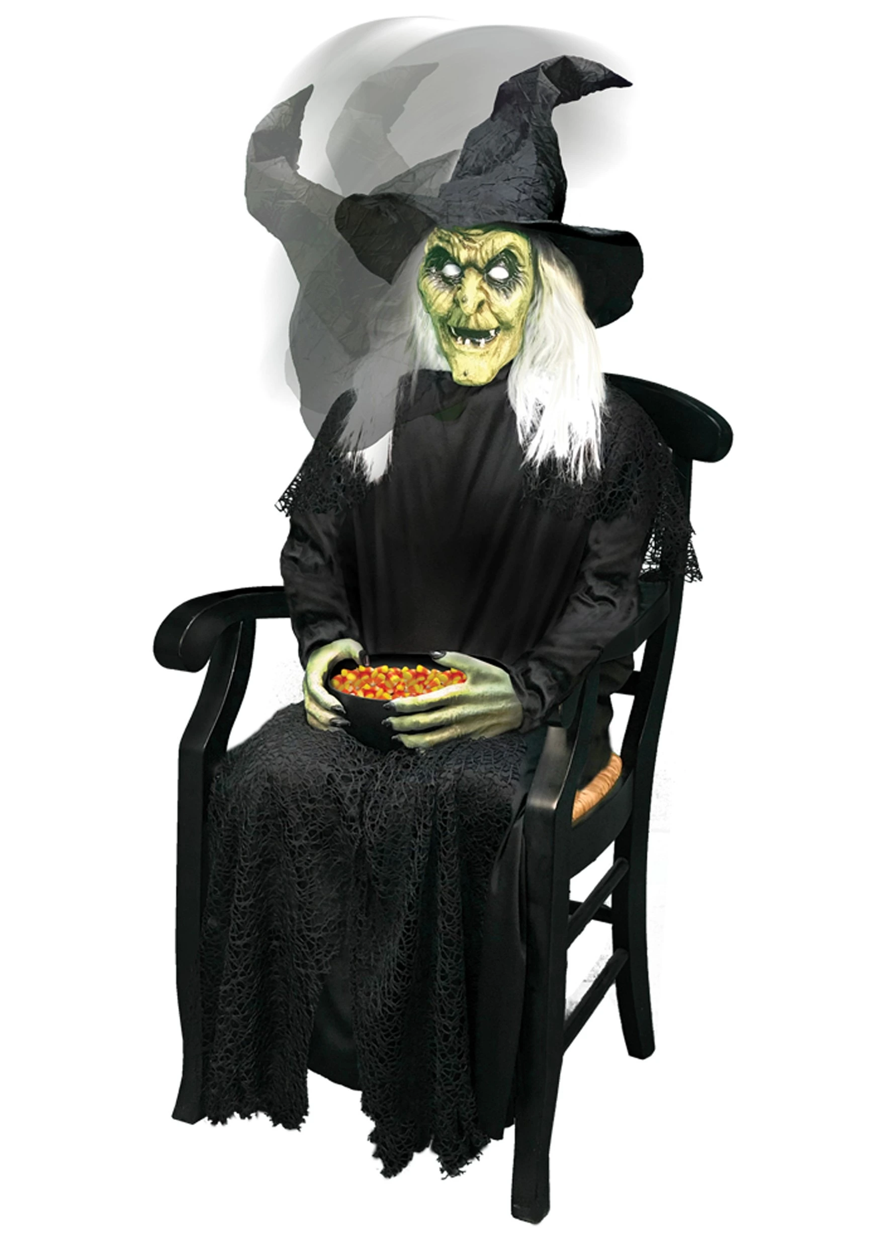 Animated Sitting Witch With Candy Bowl 1 Animated Sitting Witch With Candy Bowl