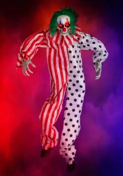 Animated Talking Evil Clown Hanging Halloween Decoration