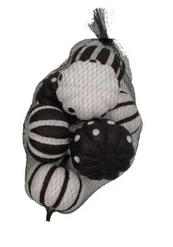 Bag Of Eight Assorted 3" Glitter Black Pumpkins