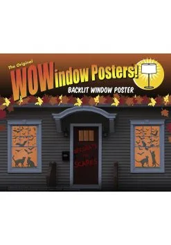 Silhouette Cats And Bats Window Poster -halloween Shop cats bats silhouette window poster alt 2