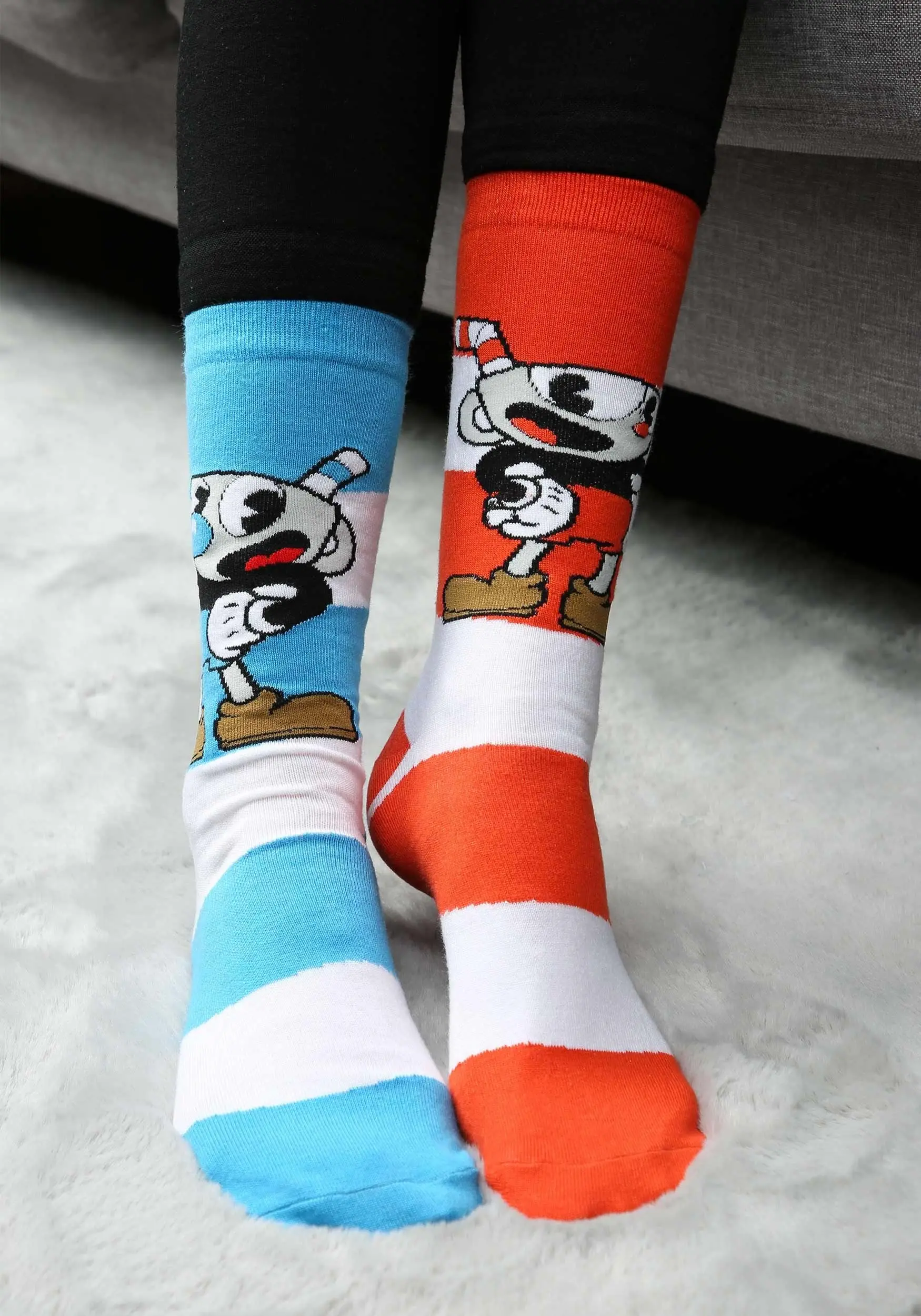 Cuphead Mugman Victory Crew Socks 2 Cuphead Mugman Victory Crew Socks - Image 2