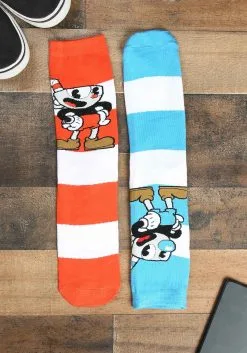 Cuphead Mugman Victory Crew Socks 6 Cuphead Mugman Victory Crew Socks -halloween Shop cuphead mugman victory crew socks alt 2