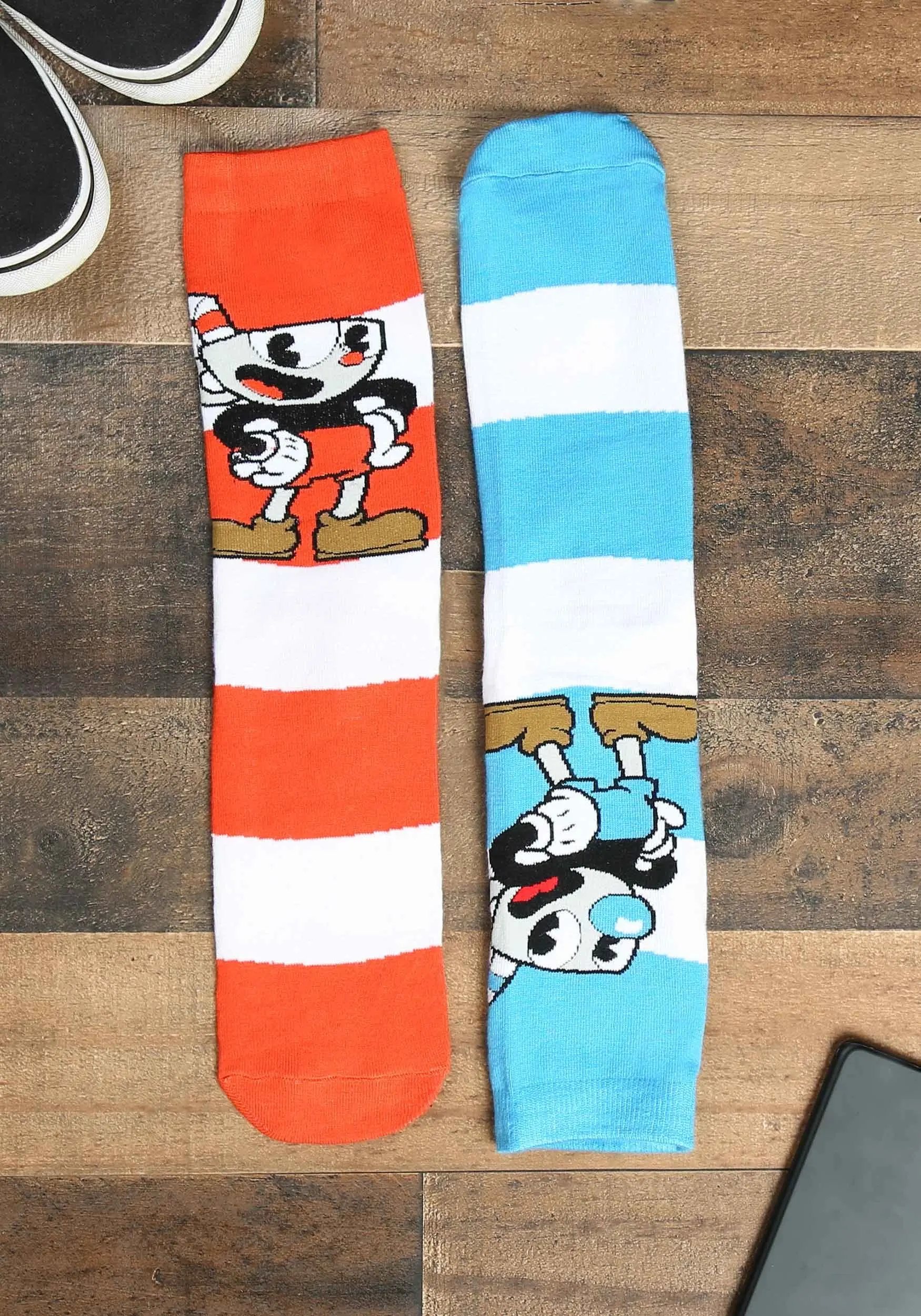 Cuphead Mugman Victory Crew Socks 3 Cuphead Mugman Victory Crew Socks - Image 3