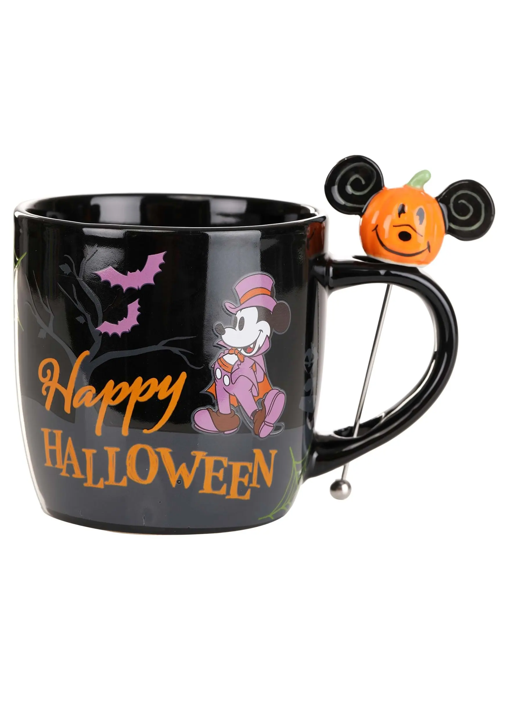 Happy Halloween Black Stirrer Mickey Disney Mug 1 Happy Halloween Black Stirrer Mickey Disney Mug