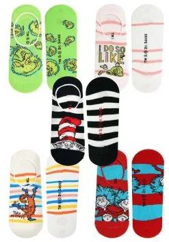 Dr. Seuss No Show Sock Set Adult 5 Pairs -halloween Shop dr seuss adult 5 pair no show sock set alt 7