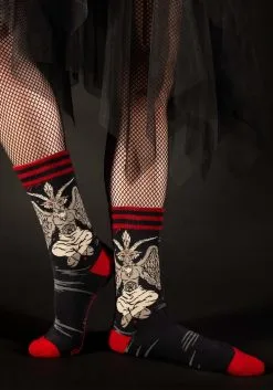 Evil AF Baphomet Socks For Adults -halloween Shop evil af baphomet socks alt 4