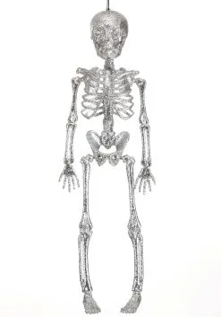 Silver Glitter Skeleton Halloween Decoration 5 Silver Glitter Skeleton Halloween Decoration -halloween Shop glitter skeleton silver alt 2