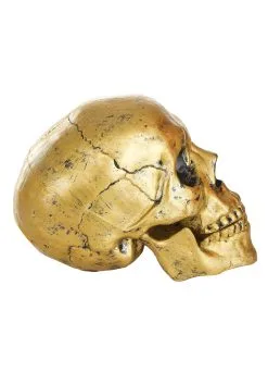Gold Skull With Movable Jaw Decoration -halloween Shop gold skull with movable jaw 2